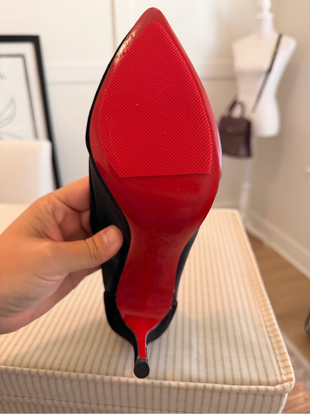 Black Louboutin Galativi 85 Nappa/Rete Mesh Pointed-Toe Stiletto Heels - Picture 9 of 10